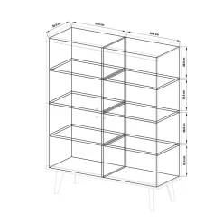 4-türiges Skandi Highboard in Weiß & Eiche - Cablos
