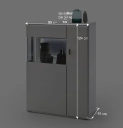 2-türiges Wohnzimmer Highboard in Weiß & Anthrazit - Hazime