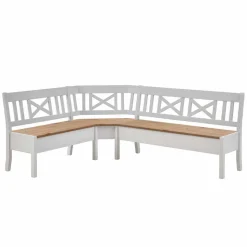 Truhen Eckbank Lugon in Weiß mit Braun