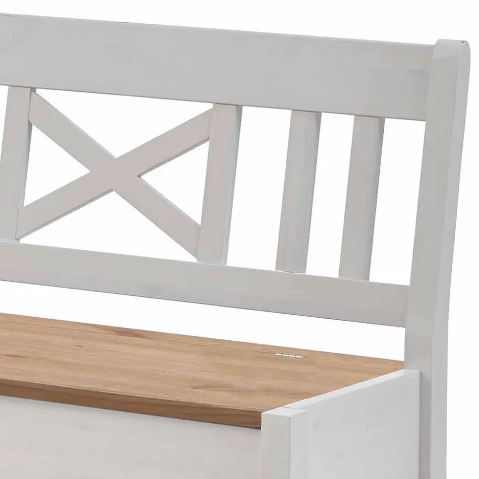 Truhen Eckbank Lugon in Weiß mit Braun