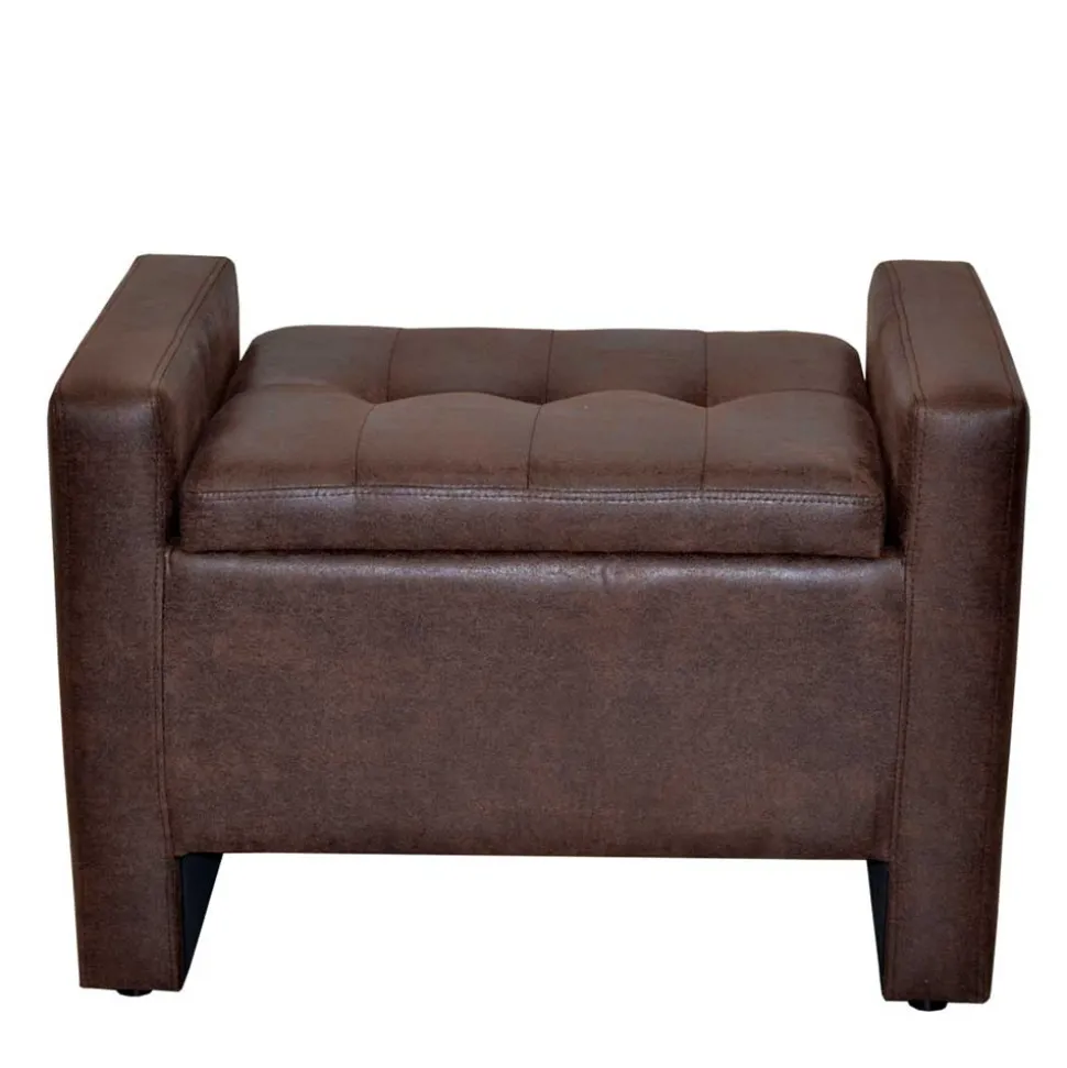 Truhenbank in Braun mit Wangengestell - Rever