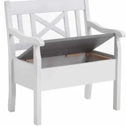 Truhenbank Yoan in Grau Weiß