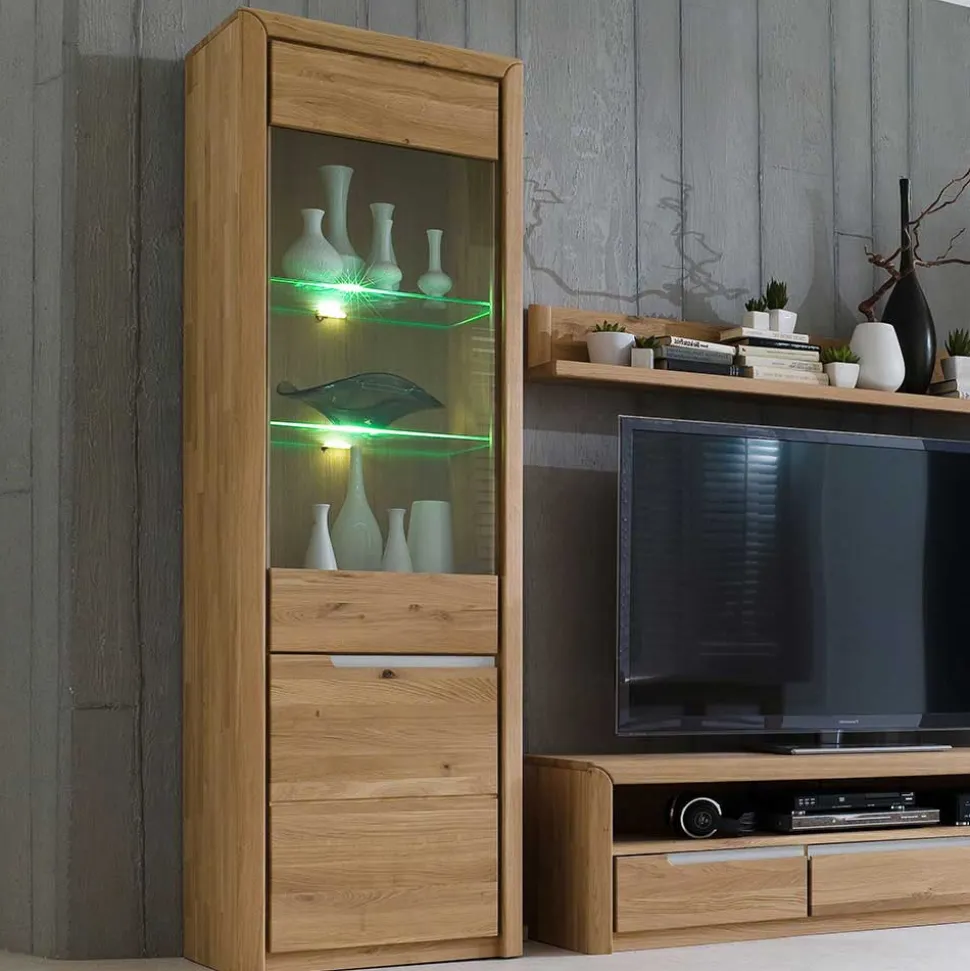 TV Anbauwand Croconia aus Wildeiche Massivholz (vierteilig)