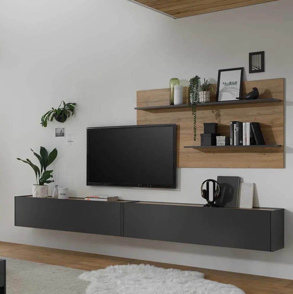 TV Anbauwand für Fernseher hängend - Ahilav I (dreiteilig)