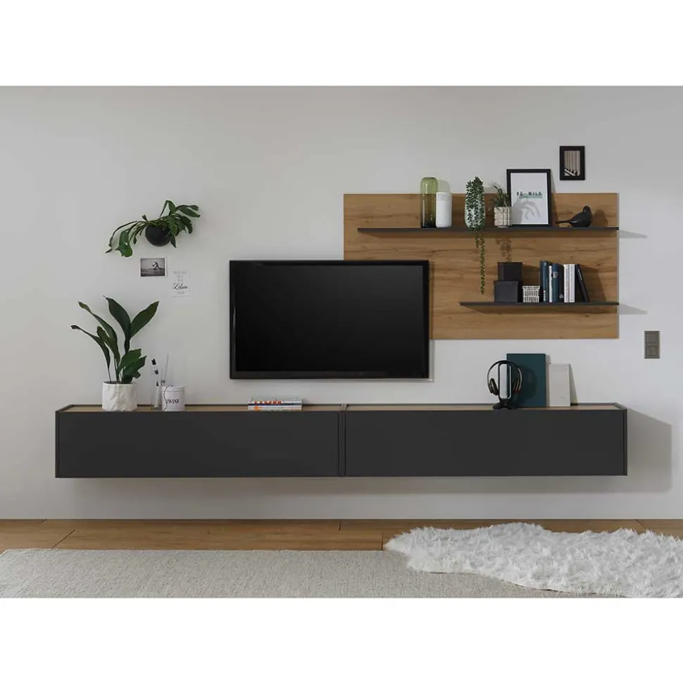 TV Anbauwand für Fernseher hängend - Ahilav I (dreiteilig)