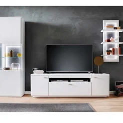 TV Anbauwand Set in Weiß - Hazime (dreiteilig)