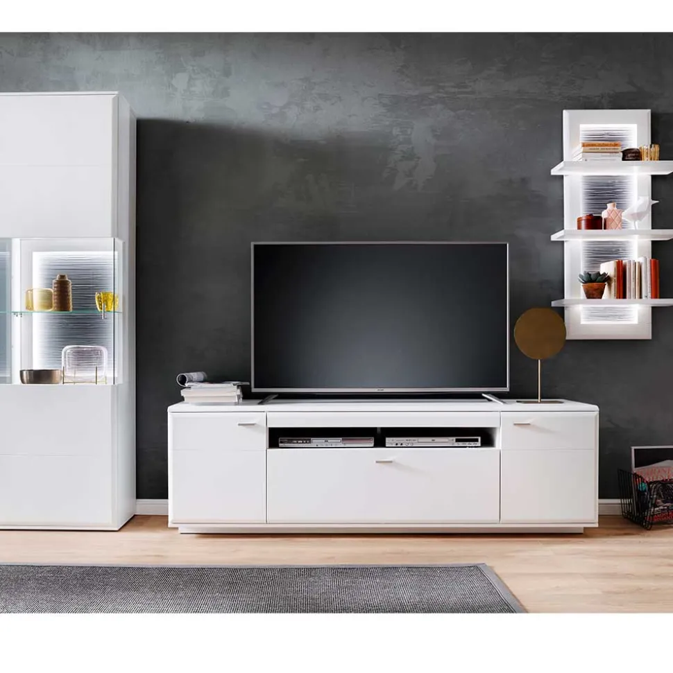 TV Anbauwand Set in Weiß - Hazime (dreiteilig)