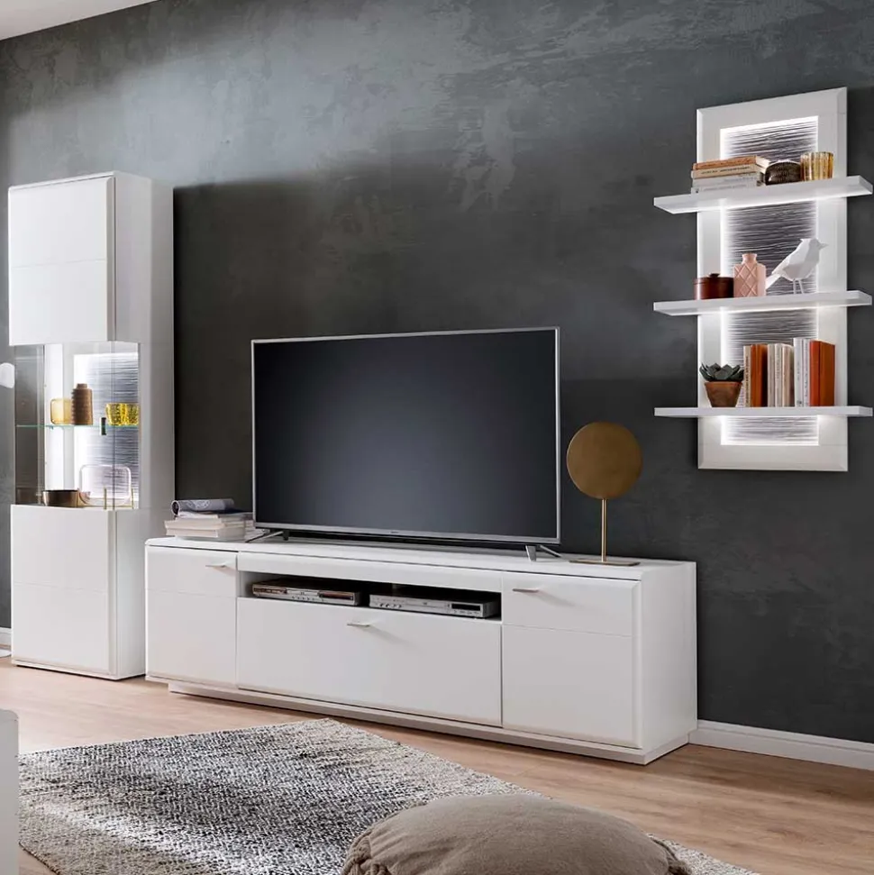 TV Anbauwand Set in Weiß - Hazime (dreiteilig)