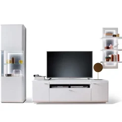 TV Anbauwand Set in Weiß - Hazime (dreiteilig)