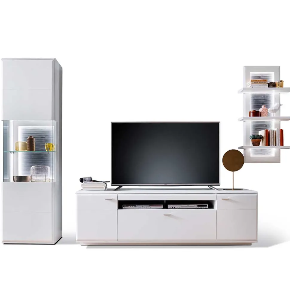 TV Anbauwand Set in Weiß - Hazime (dreiteilig)