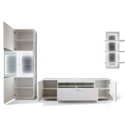 TV Anbauwand Set in Weiß - Hazime (dreiteilig)