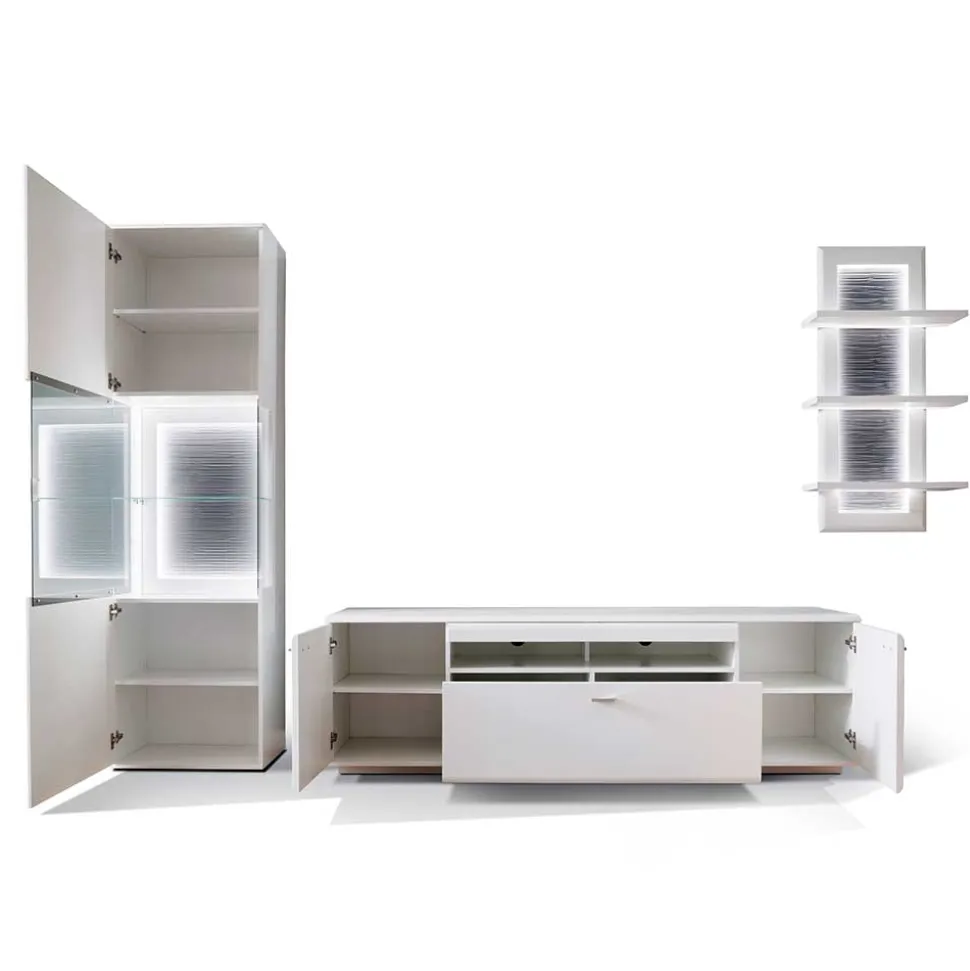 TV Anbauwand Set in Weiß - Hazime (dreiteilig)