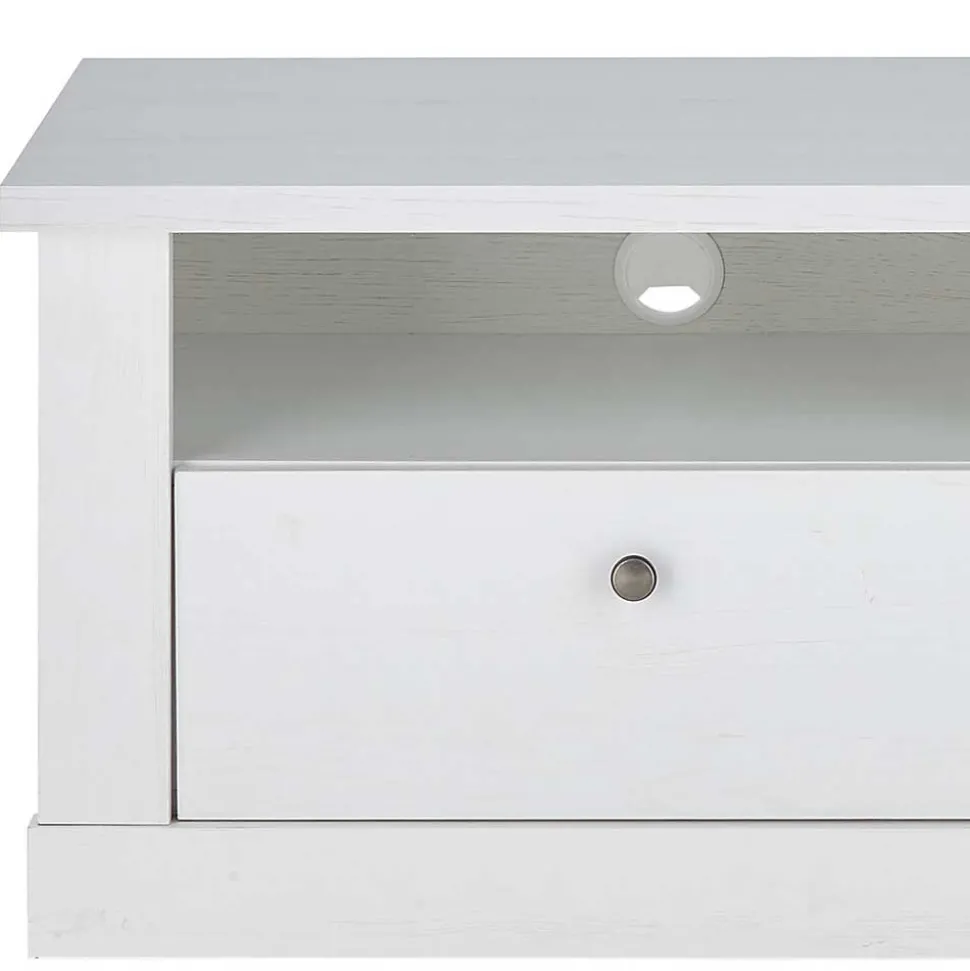 TV Anbauwand Set in weißer Holzoptik Pinie - Liancos (vierteilig)