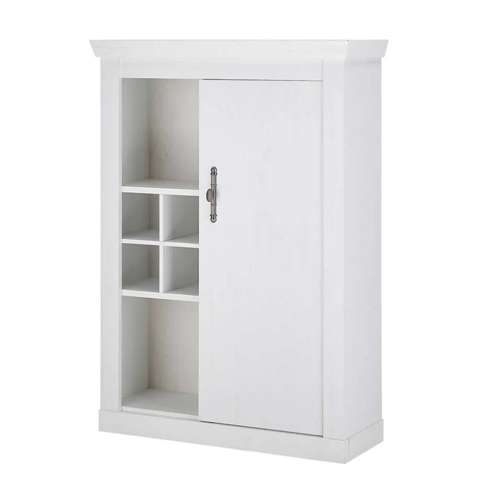 TV Anbauwand Set in weißer Holzoptik Pinie - Liancos (vierteilig)