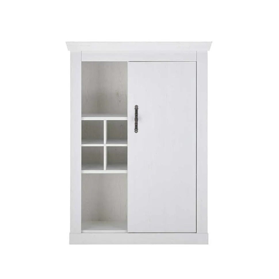 TV Anbauwand Set in weißer Holzoptik Pinie - Liancos (vierteilig)