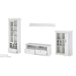 TV Anbauwand Set in weißer Holzoptik Pinie - Liancos (vierteilig)