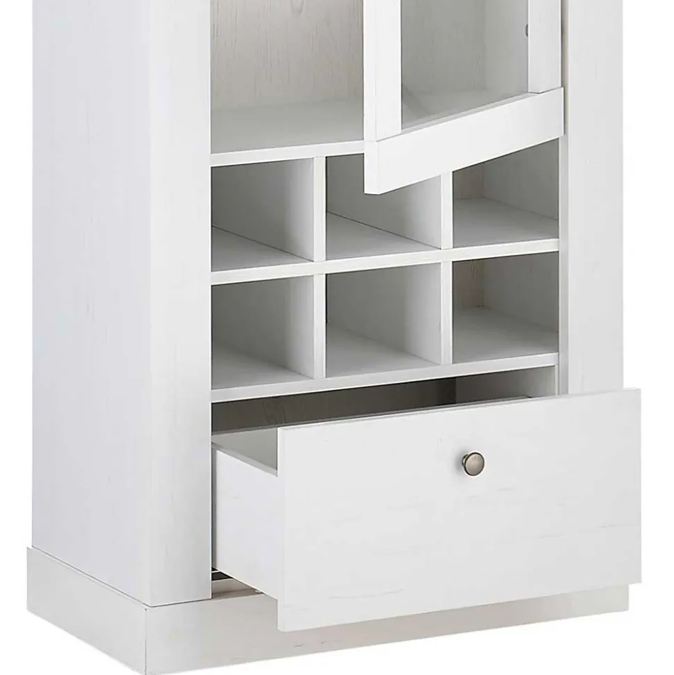 TV Anbauwand Set in weißer Holzoptik Pinie - Liancos (vierteilig)