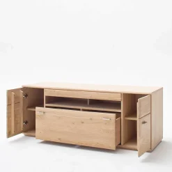 TV Bank in Eiche Bianco teilmassiv Pontros 2-türig