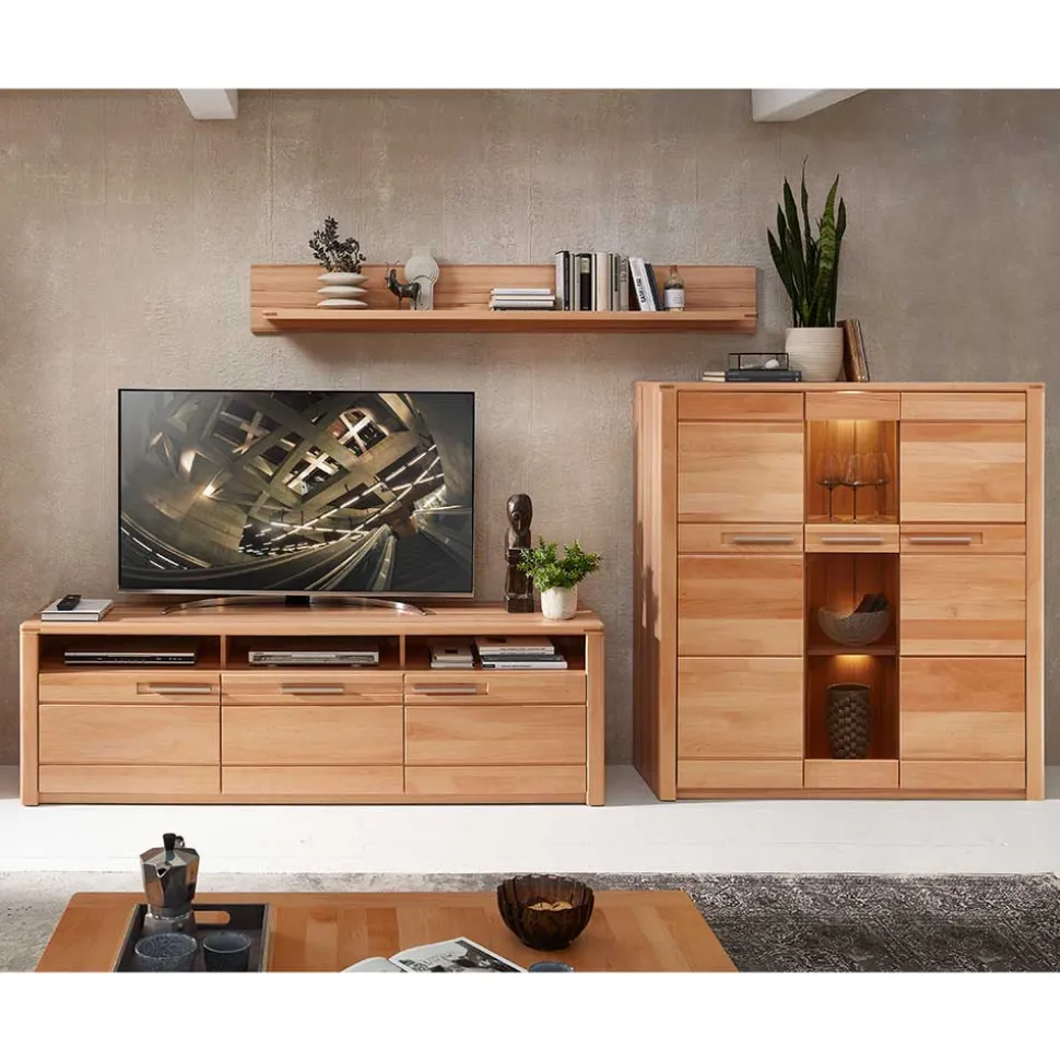 TV Board & Highboard & Hängeregal Set - Amyonta (dreiteilig)