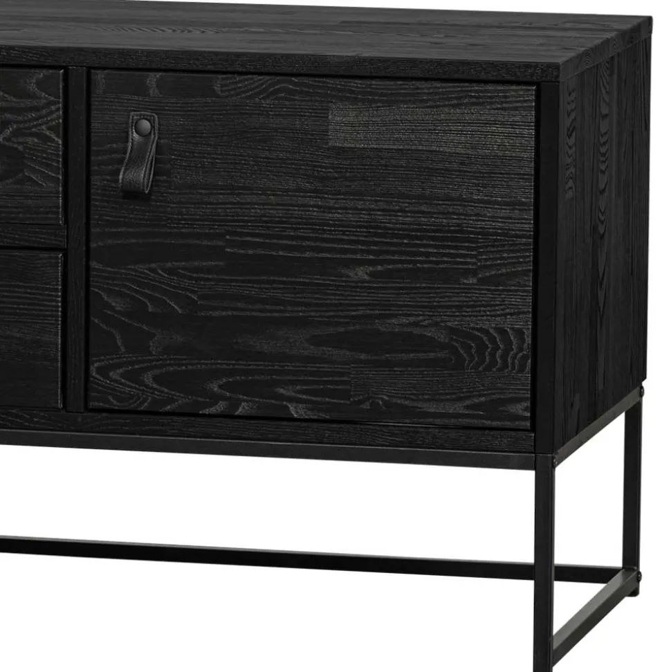 TV Board - teilmassiv in Schwarz - Almery