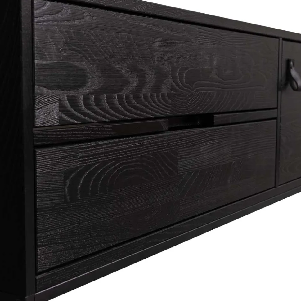 TV Board - teilmassiv in Schwarz - Almery