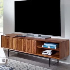 TV Board aus Sheesham Massivholz & Metall - Elmin