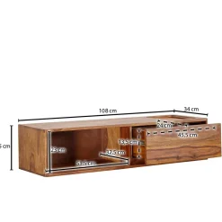 TV Board für die Wandmontage aus Massivholz - Vanskupa