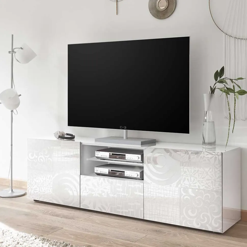 TV Board in Hochglänzend Weiß lackiert - Vascaub I