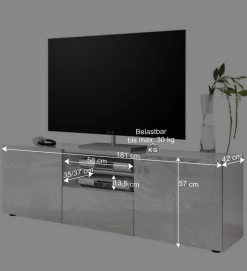 TV Board in Hochglänzend Weiß lackiert - Vascaub I