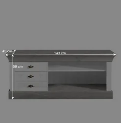 TV Board Mirandesca in Weiß Grau teilmassiv