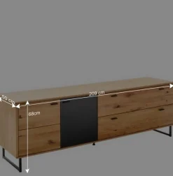 TV Board mit Glastür & Tür & zwei Schubladen - Flacona