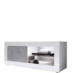 TV Element in Weiß HG mit Beton Dekor - Narandu