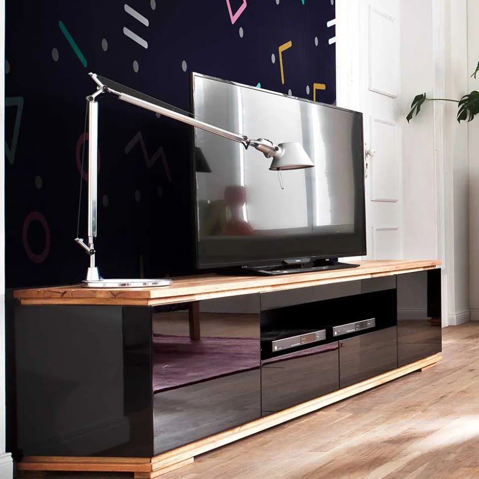 TV Hochglanz Lowboard in Schwarz - Ercurs