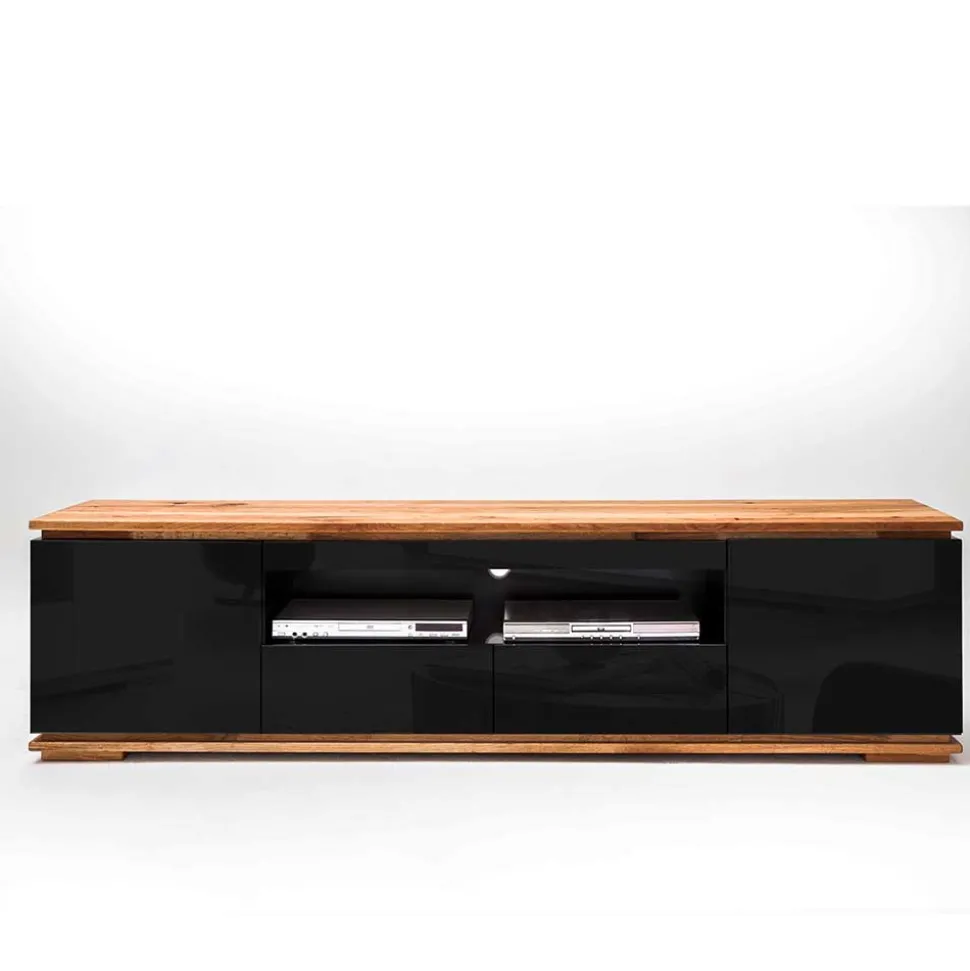 TV Hochglanz Lowboard in Schwarz - Ercurs