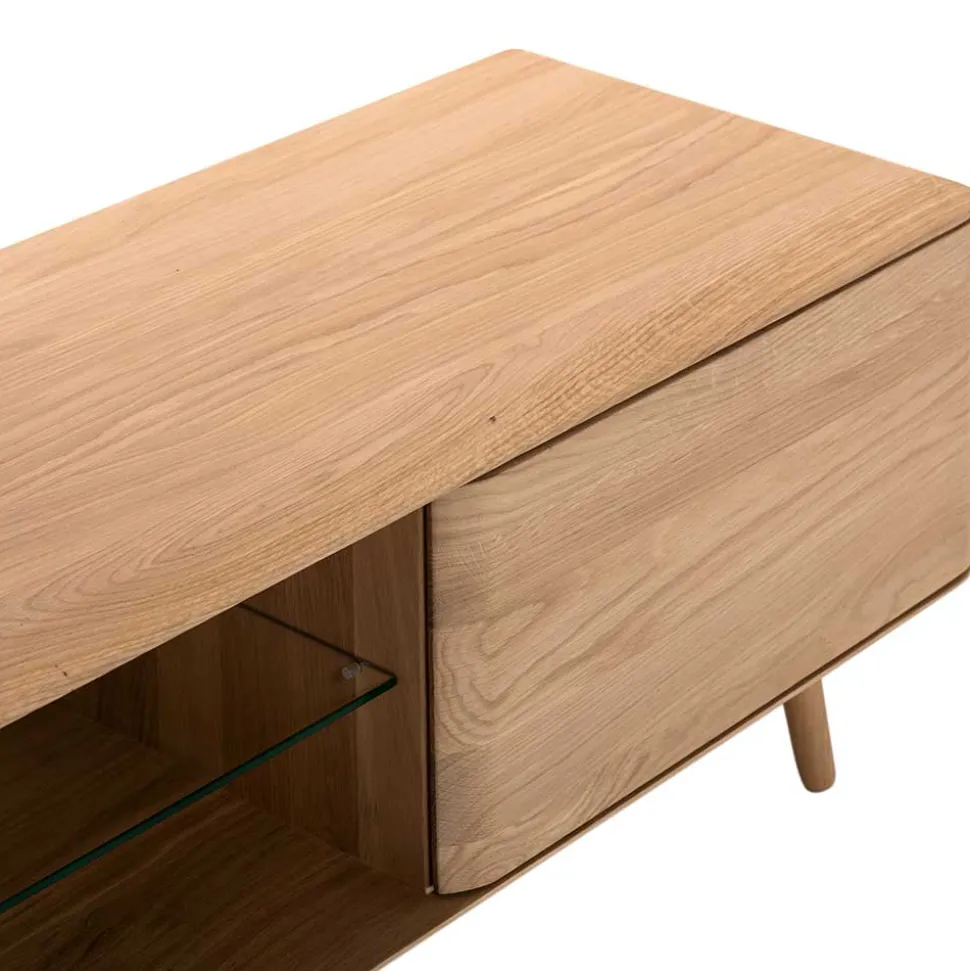 TV Kommode in Eiche Bianco massiv - Bakaras