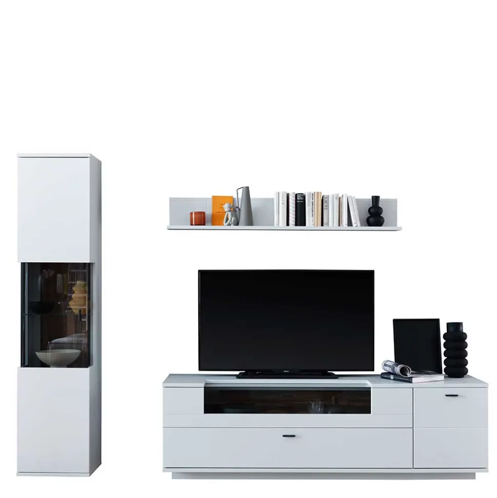 TV Lowboard & Vitrine & Wandboard Set - Apulco (dreiteilig)