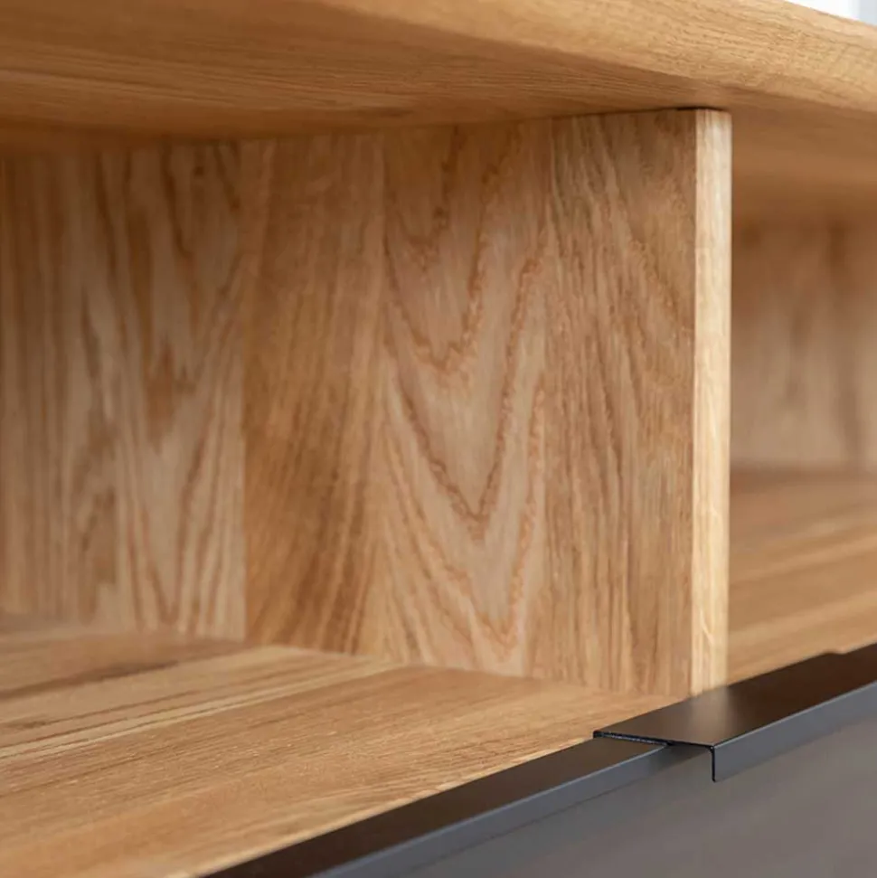 TV Lowboard aus Eiche und Metall - Fabiella