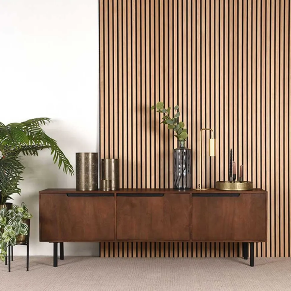 TV Lowboard aus Mangoholz in Dunkelbraun - Enija