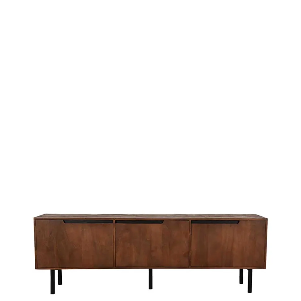 TV Lowboard aus Mangoholz in Dunkelbraun - Enija