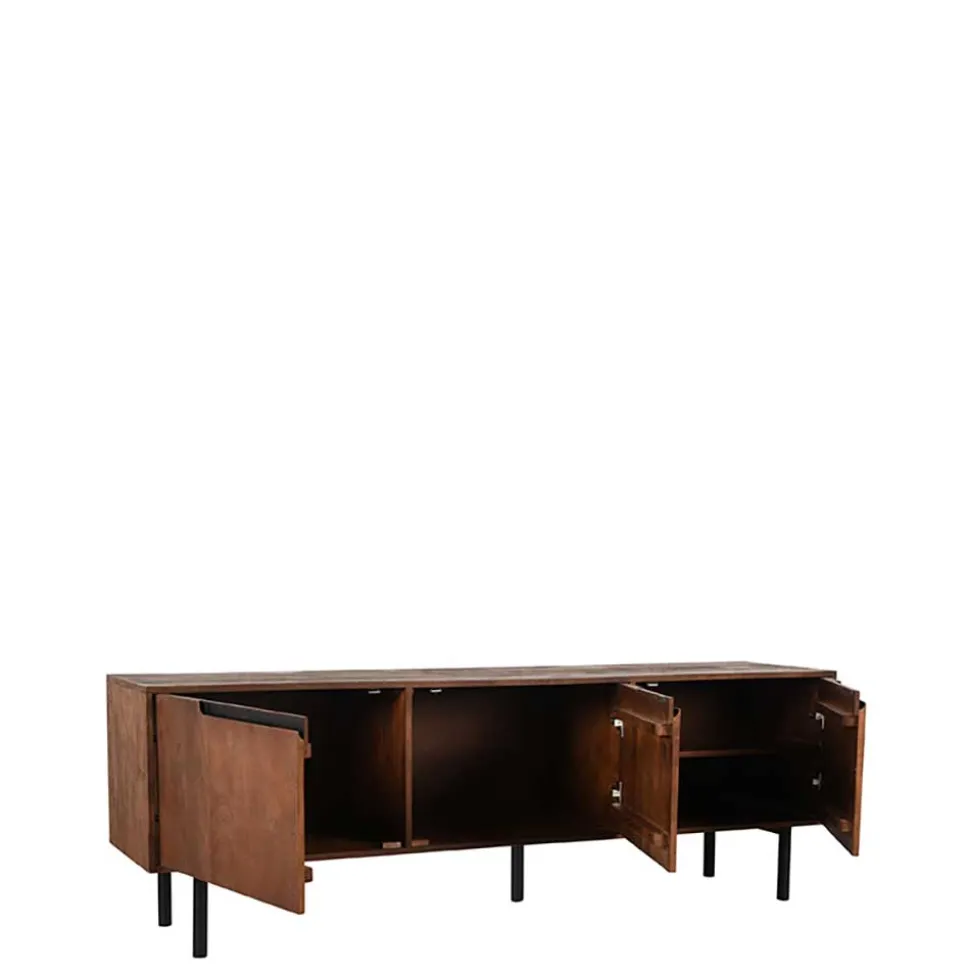 TV Lowboard aus Mangoholz in Dunkelbraun - Enija