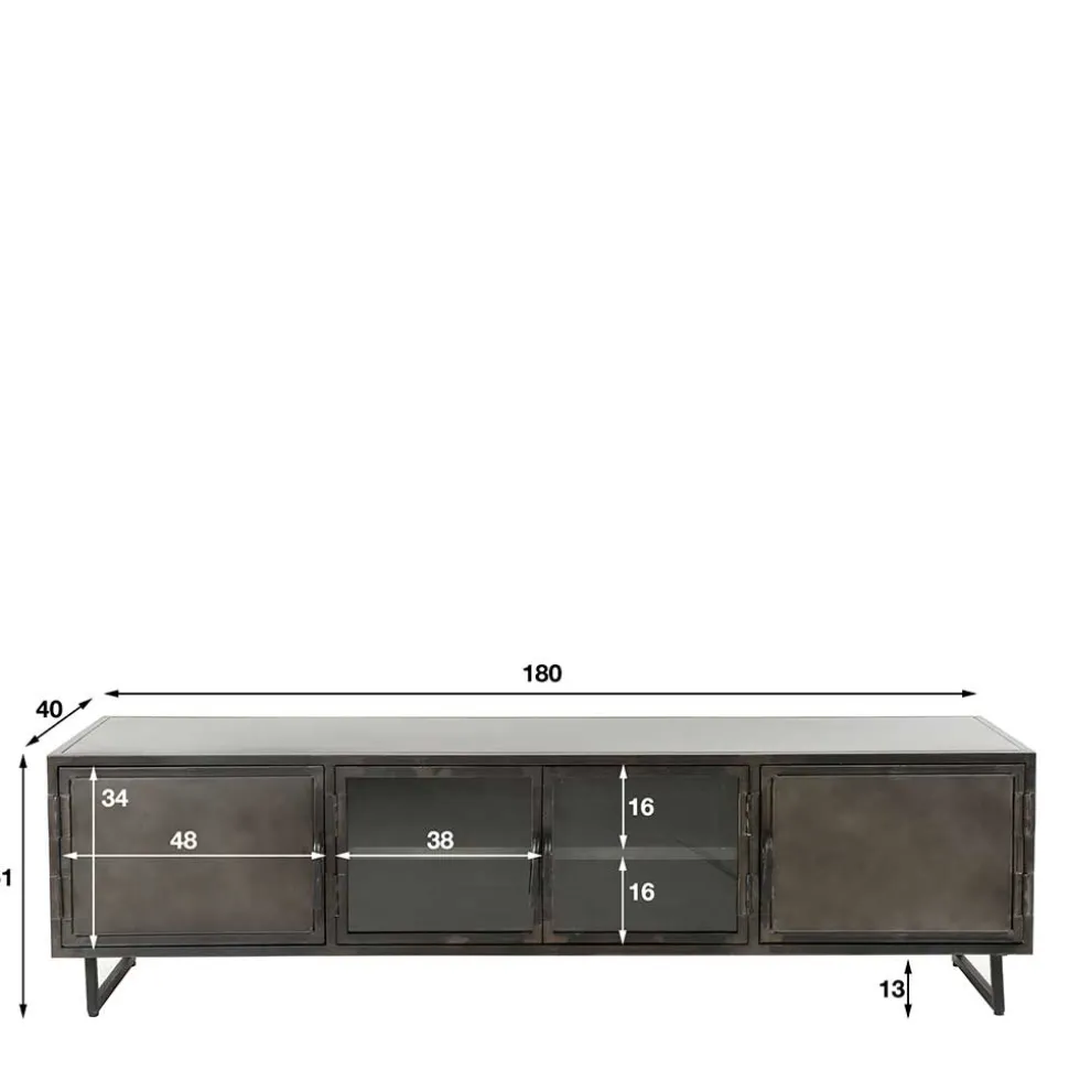 TV Lowboard aus Metall & Glas - Brayden