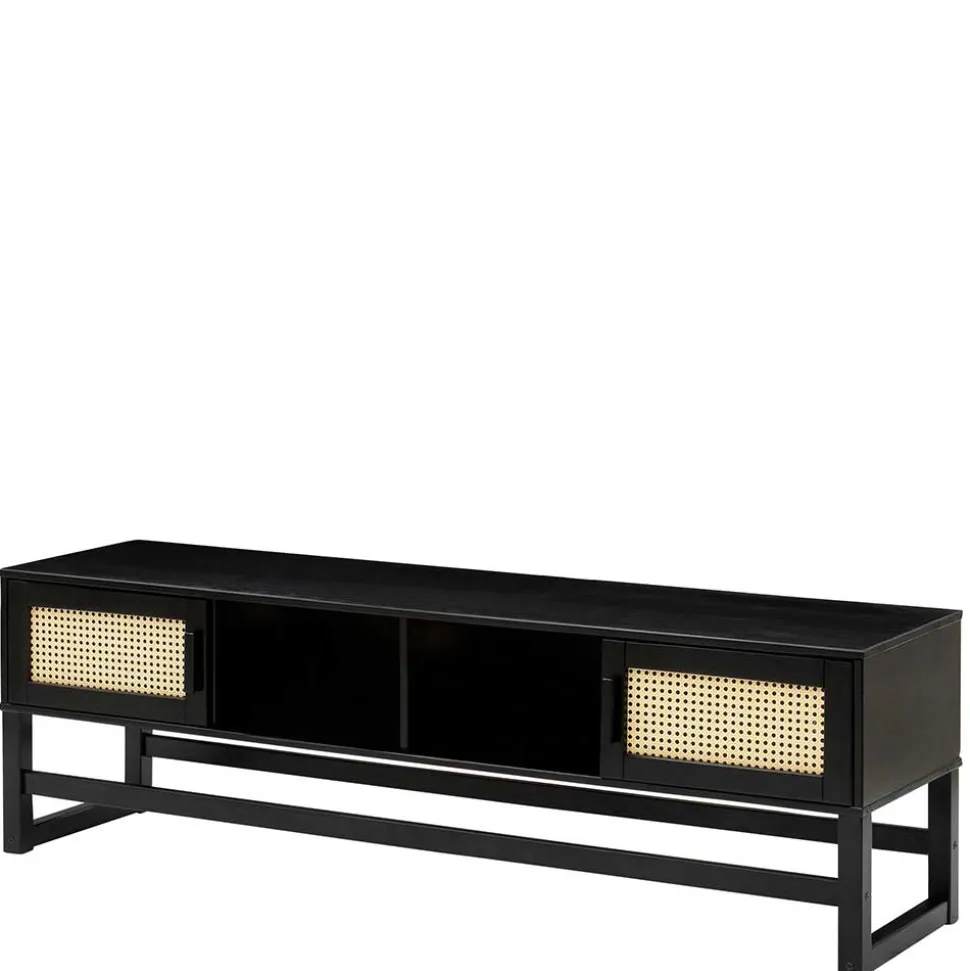 TV Lowboard in Dunkelbraun mit Wiener Geflecht - Santiana