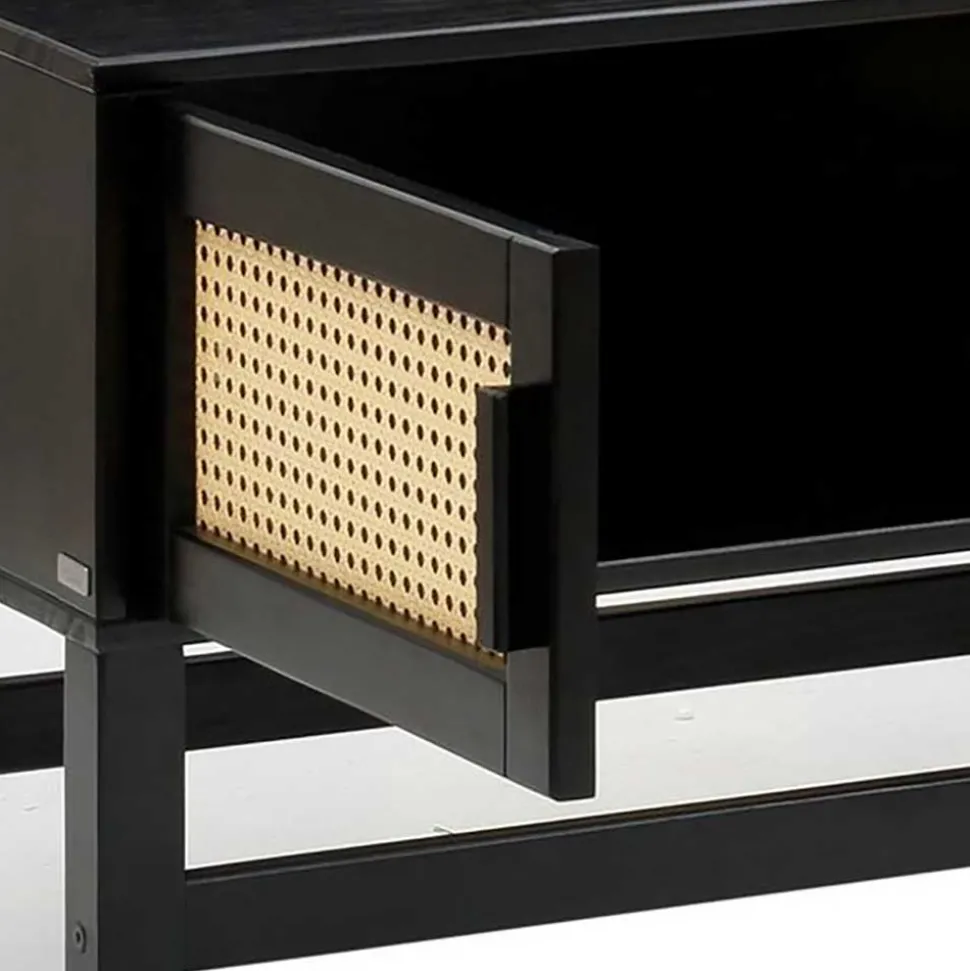 TV Lowboard in Dunkelbraun mit Wiener Geflecht - Santiana