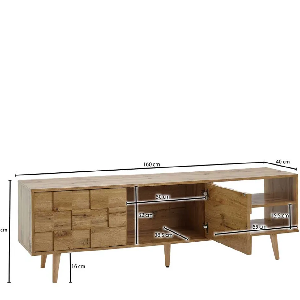 TV Lowboard in Eiche Holzoptik - Senba