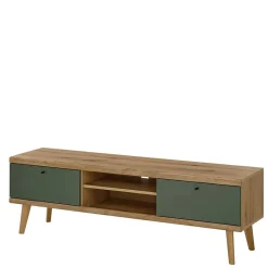 TV Lowboard in Graugrün und Wildeiche - Oliva