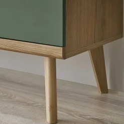 TV Lowboard in Graugrün und Wildeiche - Oliva