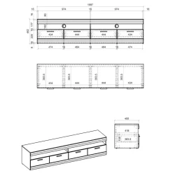 TV Lowboard in Hellgrau & Zinneiche NB - Lioscas