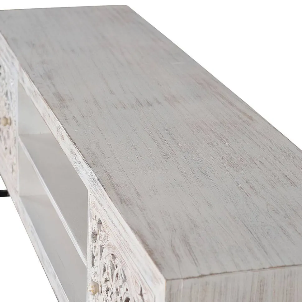 TV Lowboard in Mangoholz White Wash - Fudorus