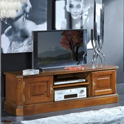 TV Lowboard in Nussbaum mit Metallgriffen - Uno