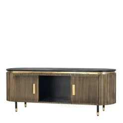 TV Lowboard in Schwarz mit Bronze - Hayato